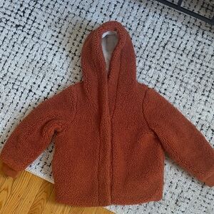 Cat & Jack Cream Sherpa Jacket with Rust Accent